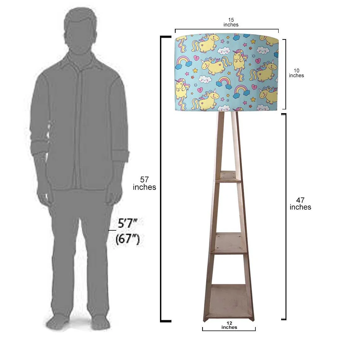 Tall Wooden Standing Lamps - Yellow Unicorn - Image 7