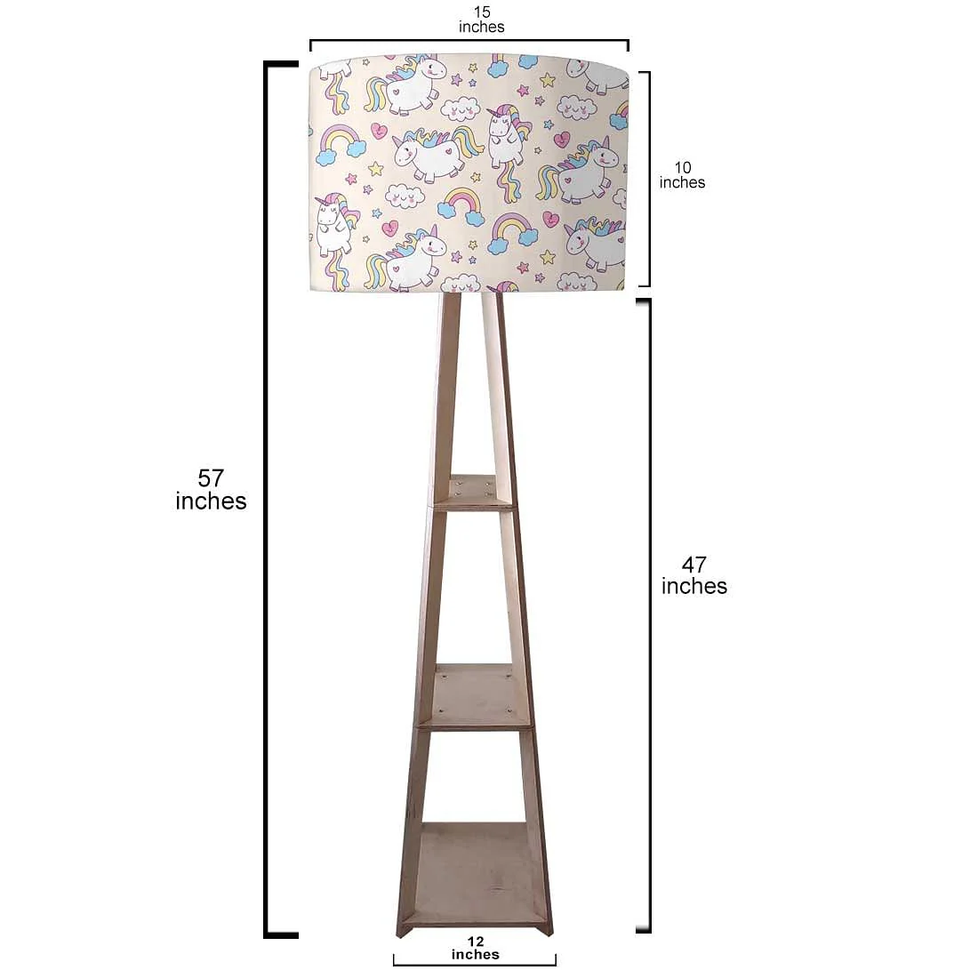 Wooden Corner Lamps with Shelves - White Unicorn - Image 3