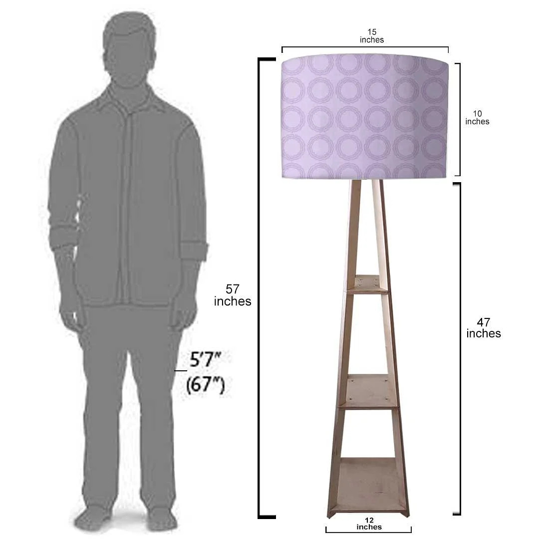 Wooden Floor Lamp - Purple Pattern Circle - Image 7