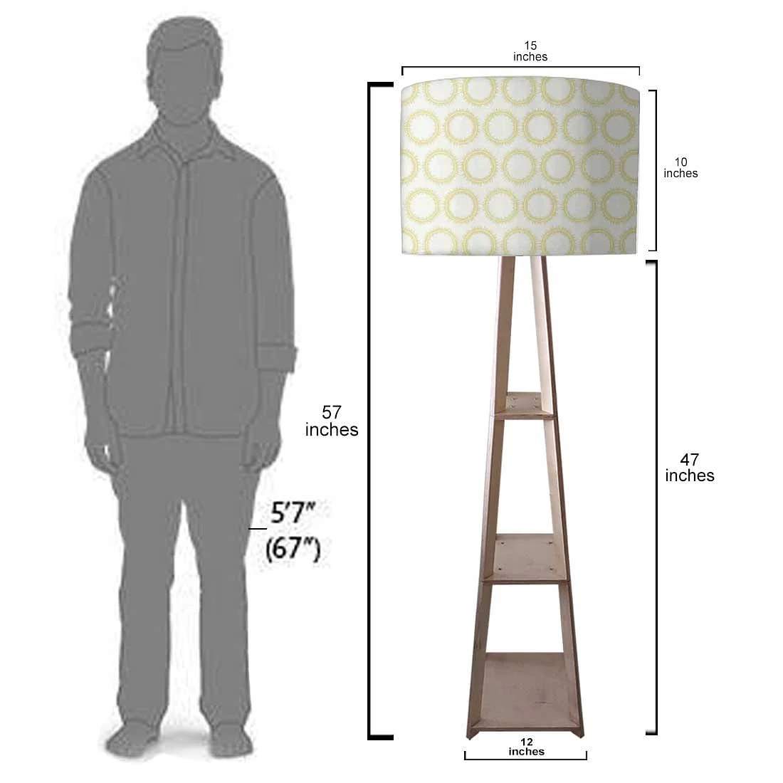 Tripod Floor Lamp - Yellow Pattern Circle - Image 7