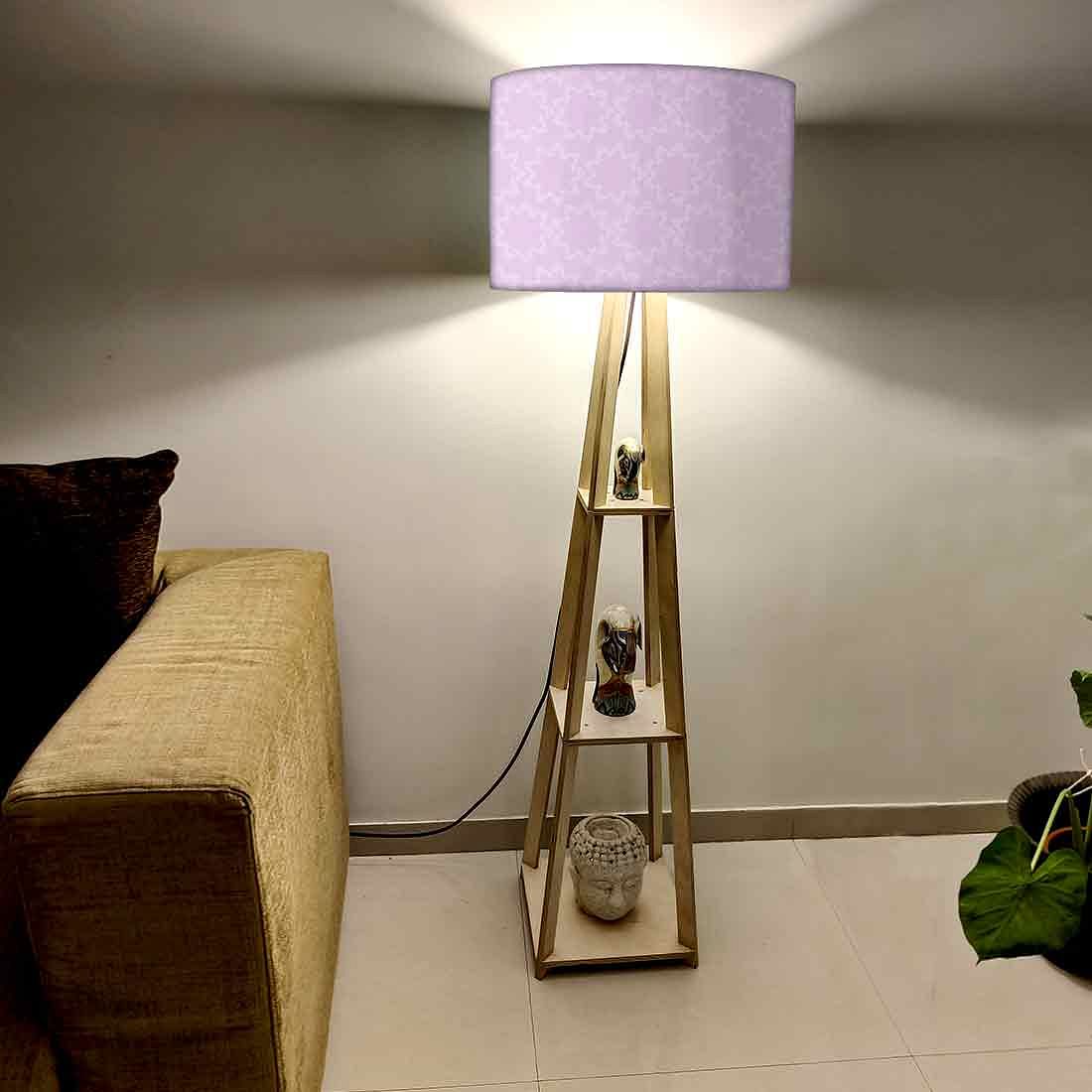 Shelf Tripod Floor Lamp - Purple Floral Design - Image 2