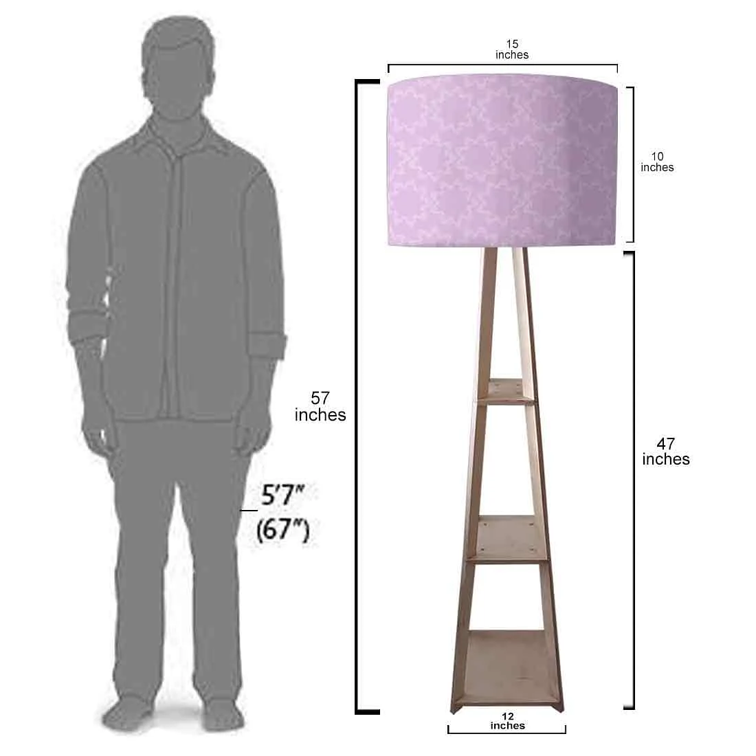 Shelf Tripod Floor Lamp - Purple Floral Design - Image 7
