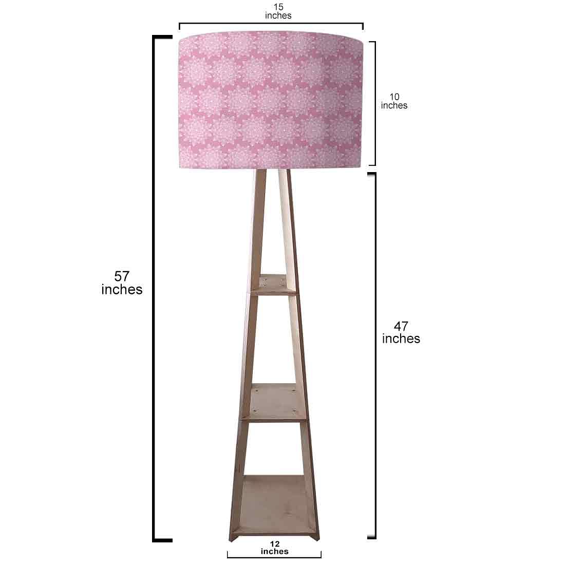 Wooden Tripod Floor Lamp - Pink Flower - Image 3