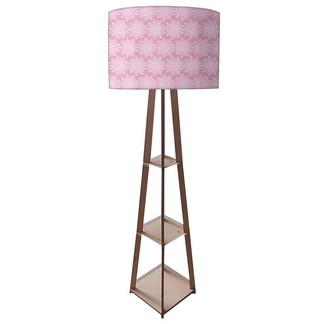 Wooden Tripod Floor Lamp - Pink Flower - Image 4