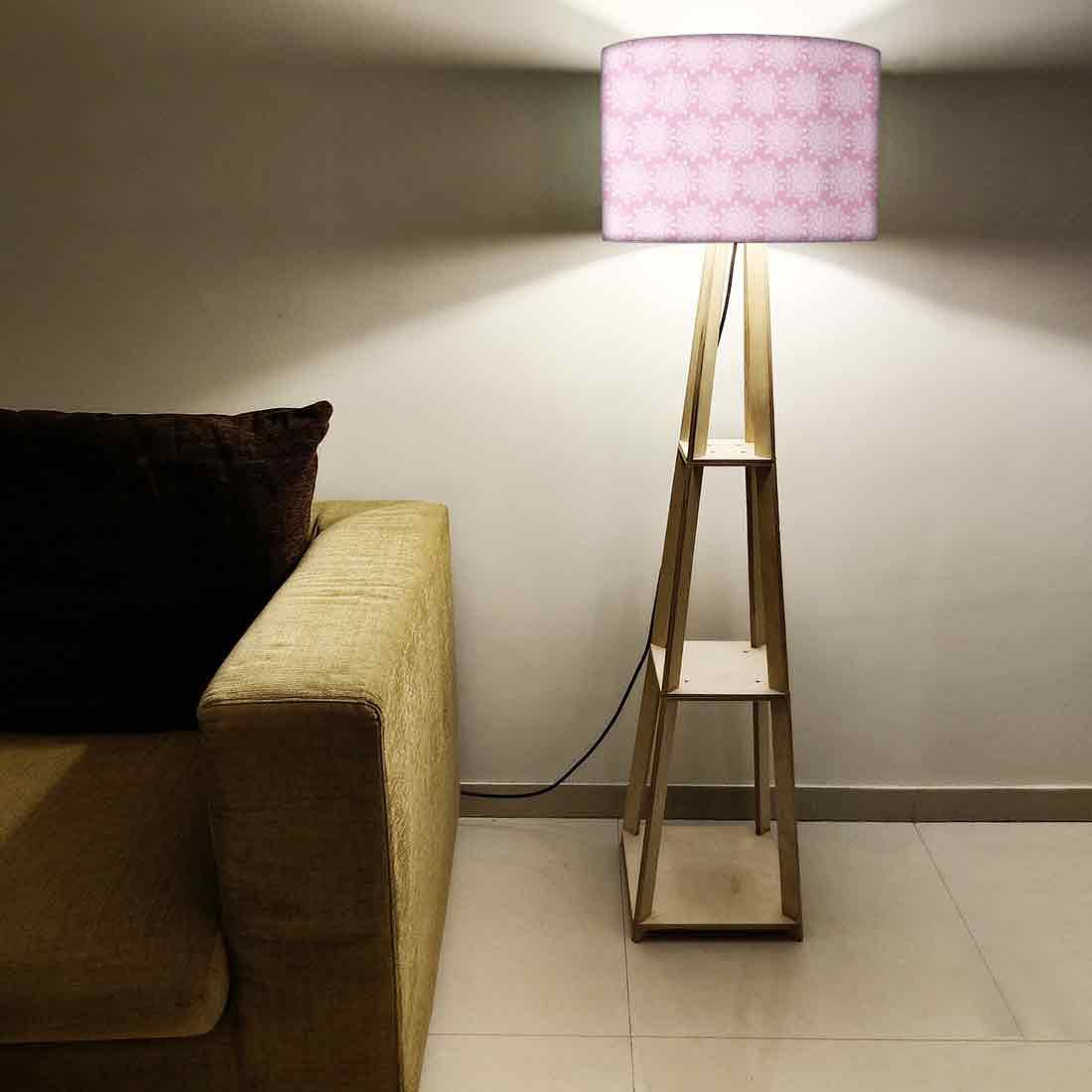 Wooden Tripod Floor Lamp - Pink Flower - Image 5