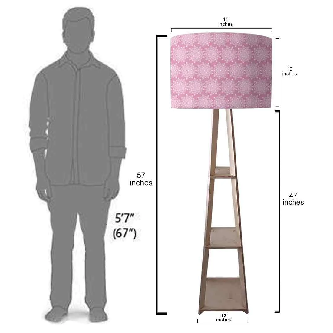 Wooden Tripod Floor Lamp - Pink Flower - Image 7