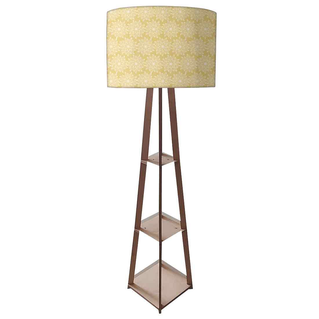 Large Wooden Floor Lamp with Shelf - Image 4