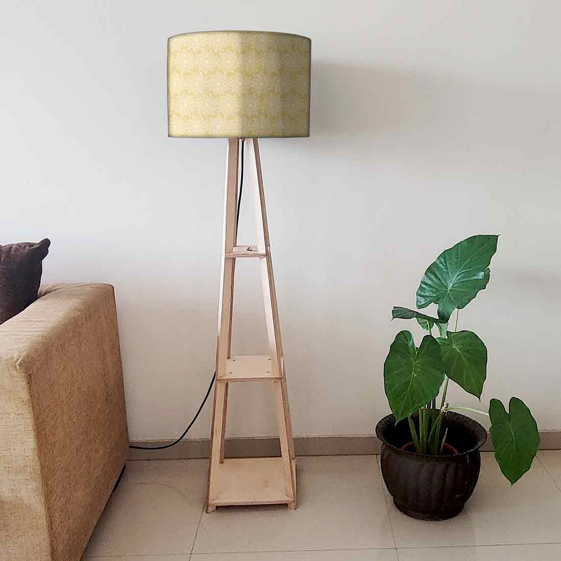 Large Wooden Floor Lamp with Shelf - Image 6