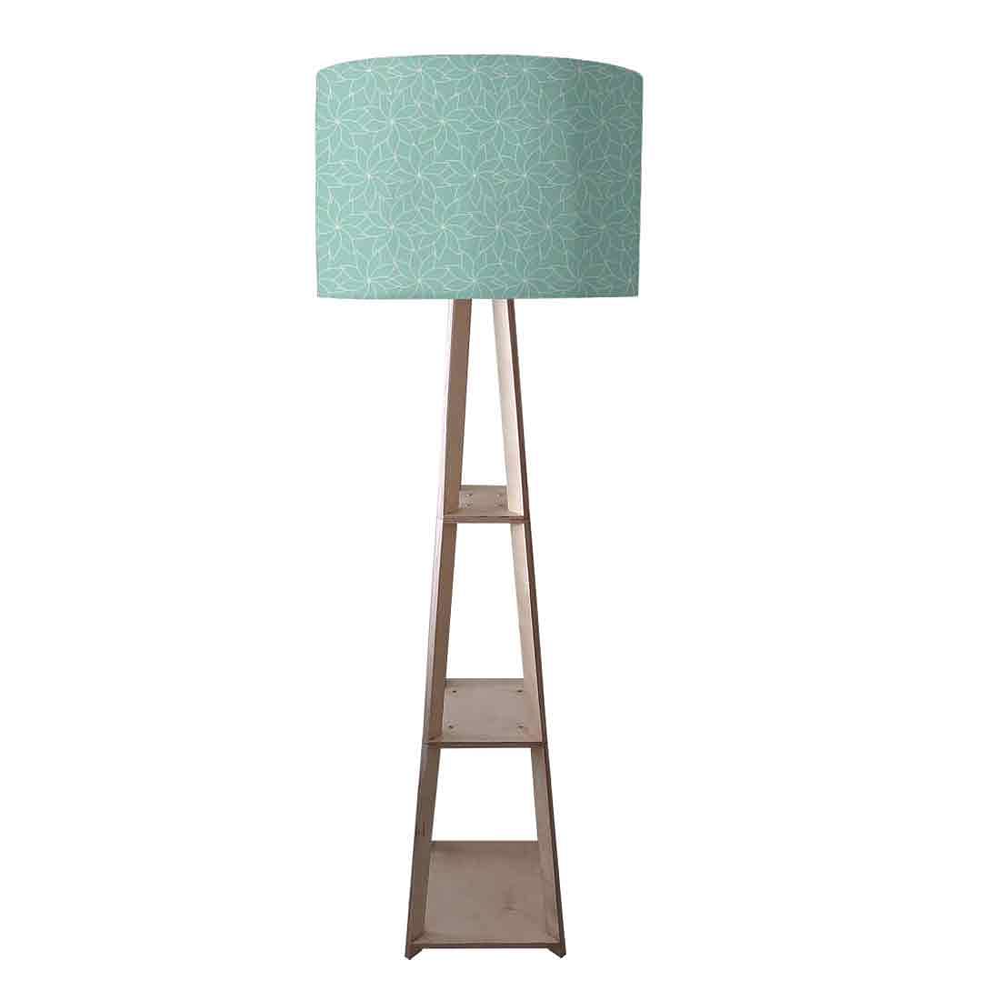 Small Wooden Floor Lamp - Flower Pattern Design