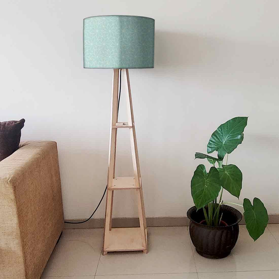 Small Wooden Floor Lamp - Flower Pattern Design - Image 6