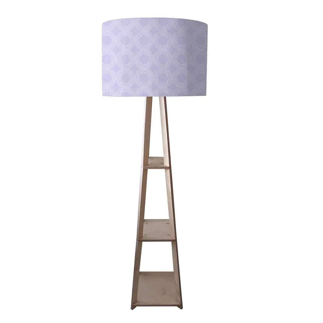 Wooden Corner Lamps with Shelves - Purple Designer Pattern