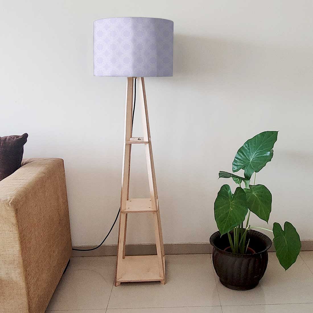Wooden Corner Lamps with Shelves - Purple Designer Pattern - Image 6