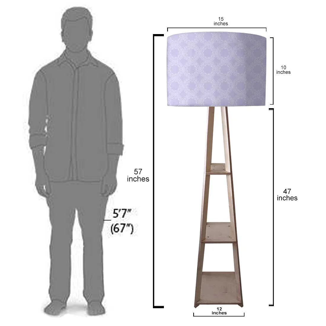 Wooden Corner Lamps with Shelves - Purple Designer Pattern - Image 7