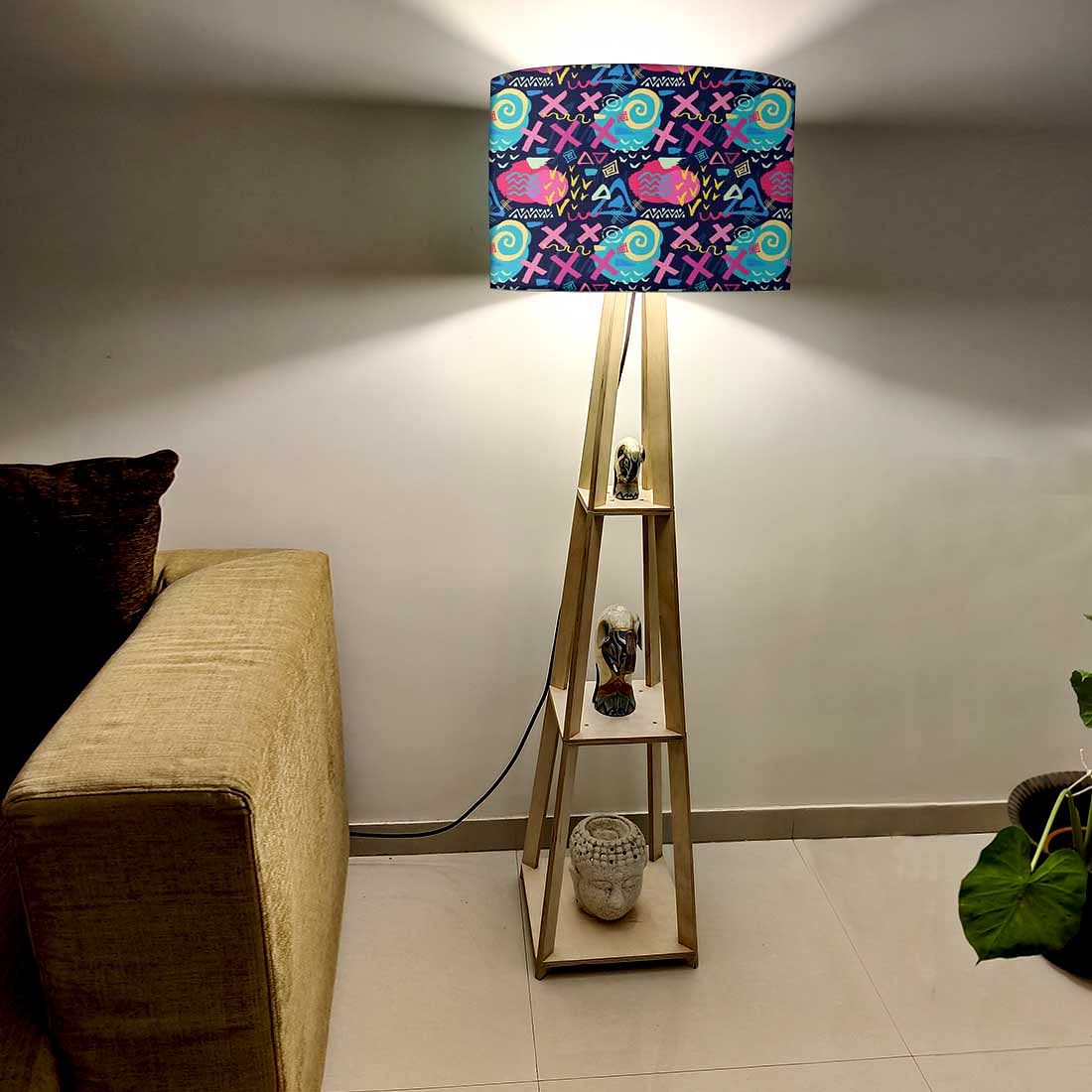 Floor Lamps For Bedroom - Pink Blue Mathematical Design - Image 2