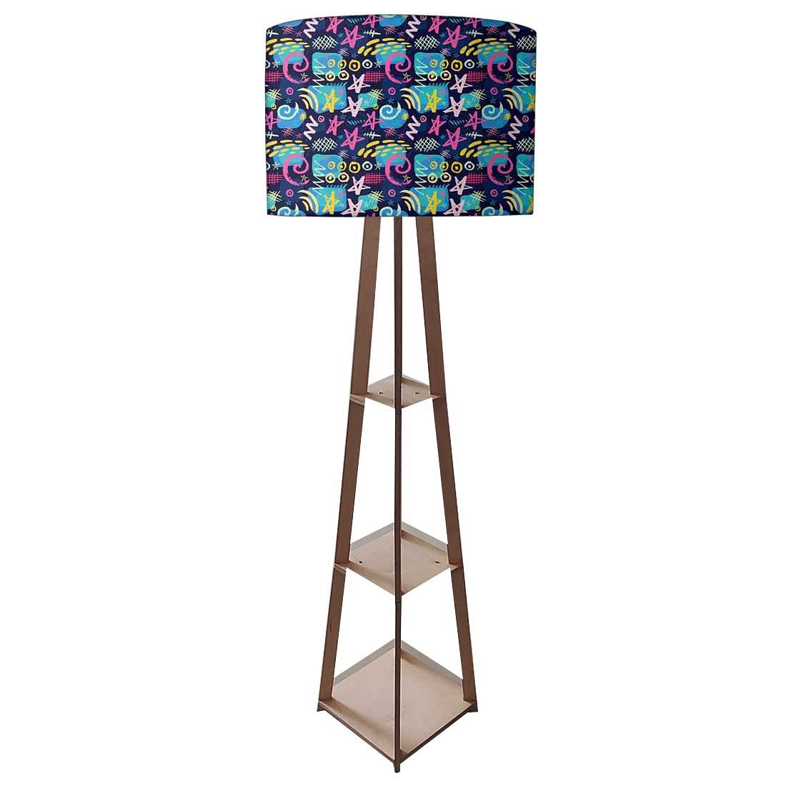 Small Wooden Floor Lamp - Purple Mathematical Design - Image 4