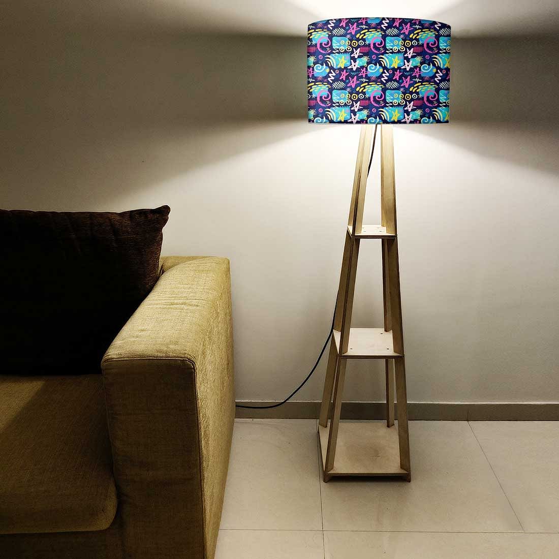 Small Wooden Floor Lamp - Purple Mathematical Design - Image 5