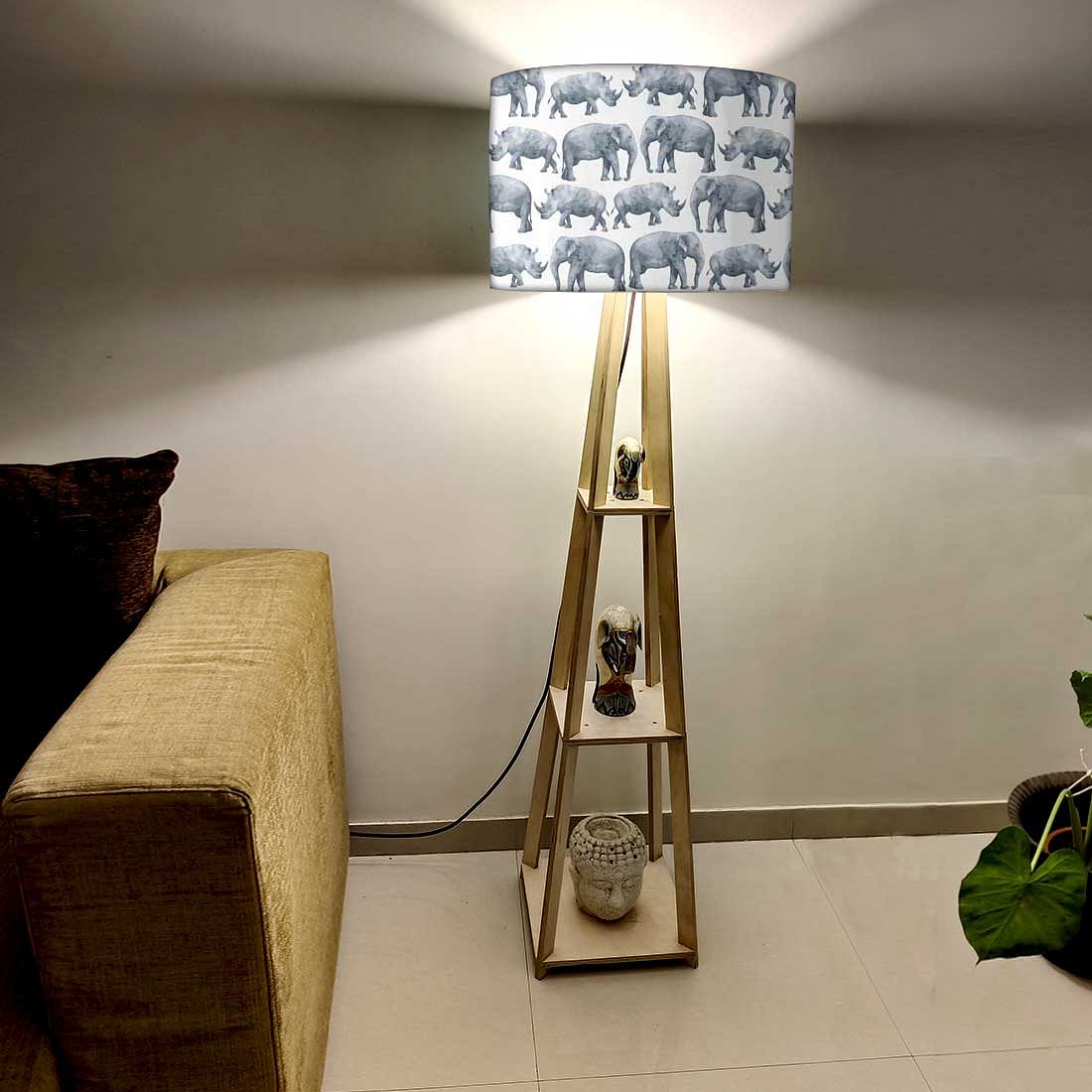 Wooden Shelf Tall Lamps for Living Room - Elephants - Image 4