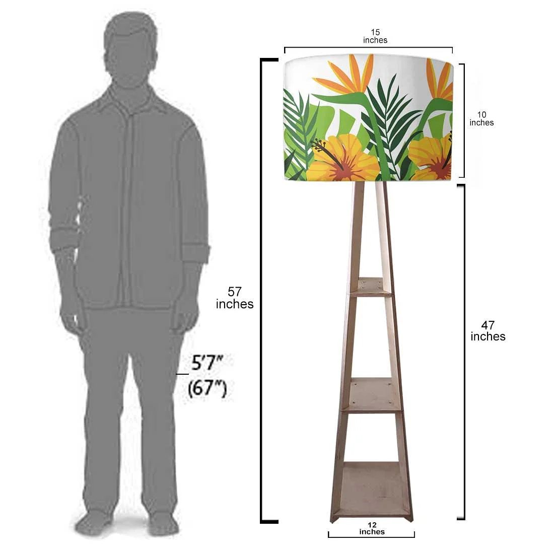 Standing Tripod Lamp - Flowers Pattern - Image 7