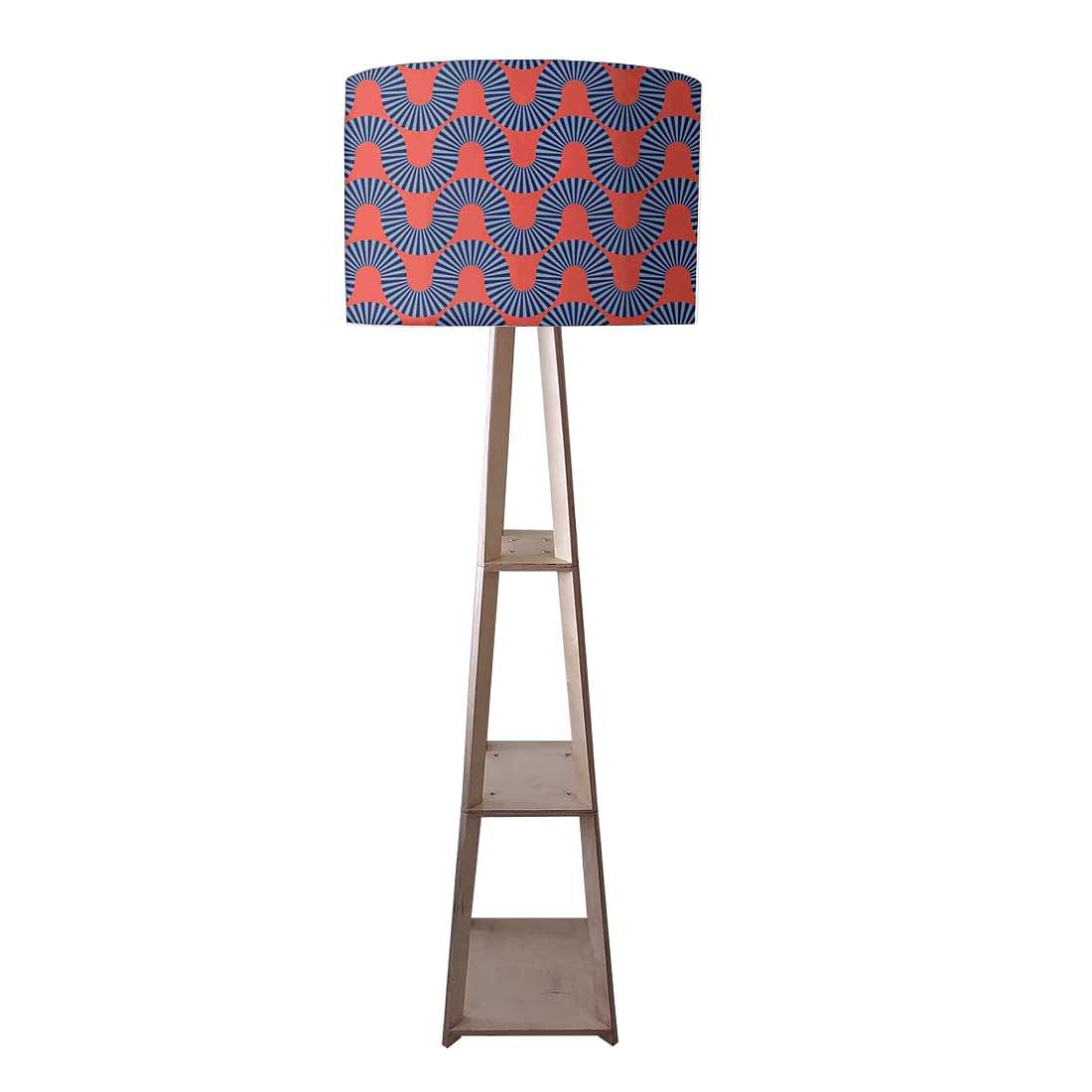 Standing Wooden Tripod Light - Orange Retro Pattern