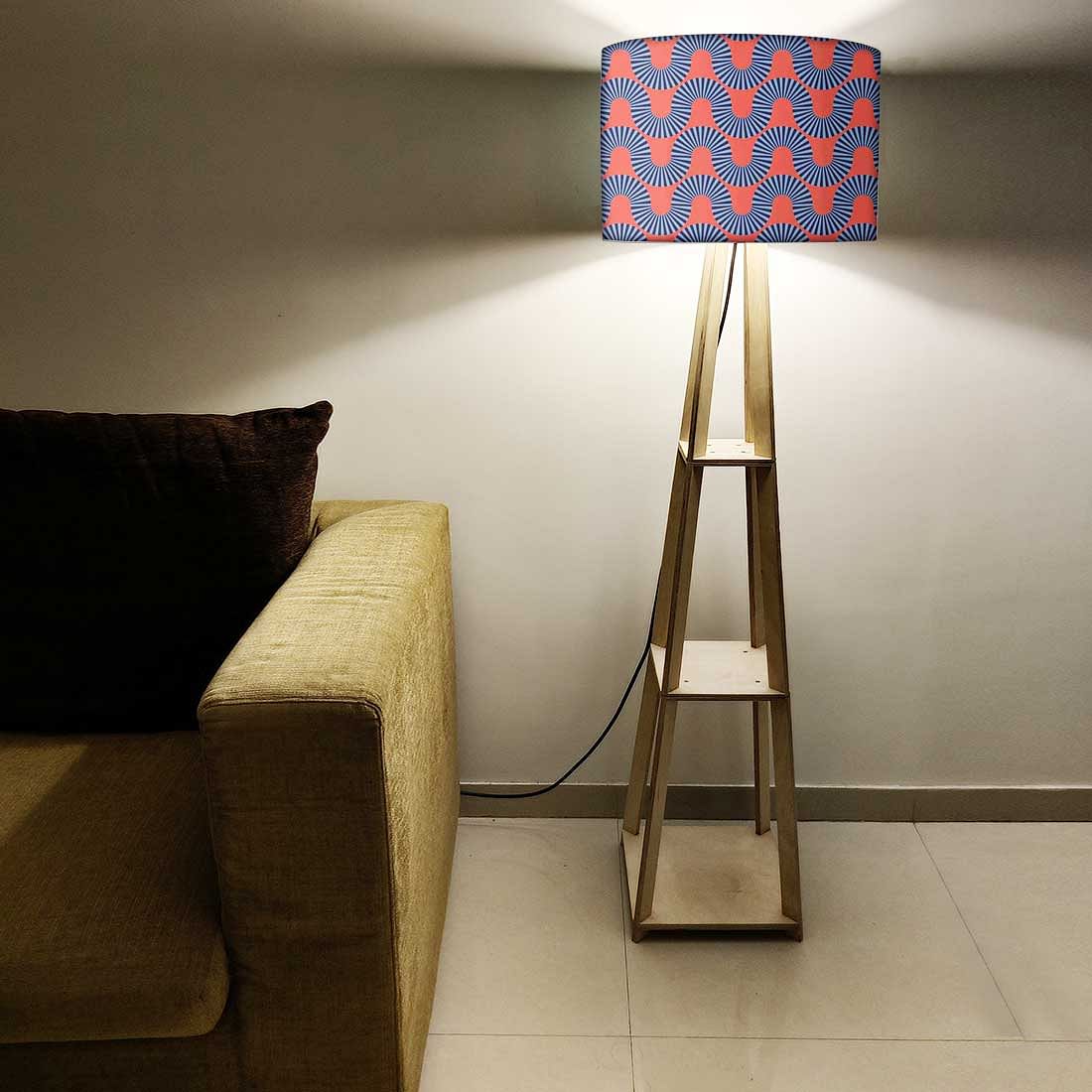 Standing Wooden Tripod Light - Orange Retro Pattern - Image 5