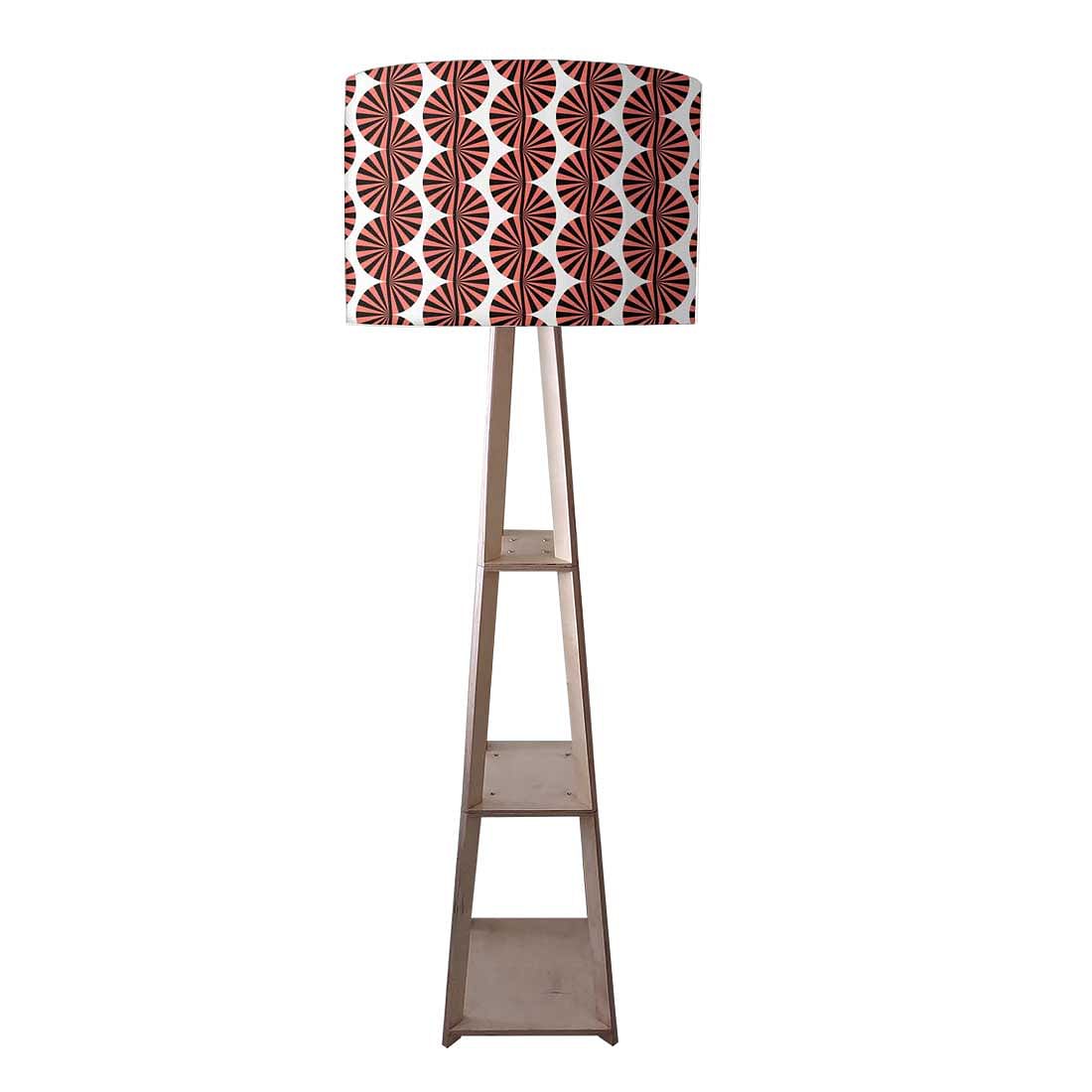 Wooden Corner Lamps with Shelves - Brown Retro Art