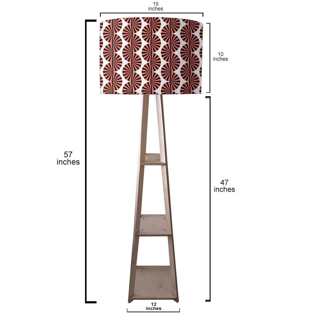 Wooden Corner Lamps with Shelves - Brown Retro Art - Image 3