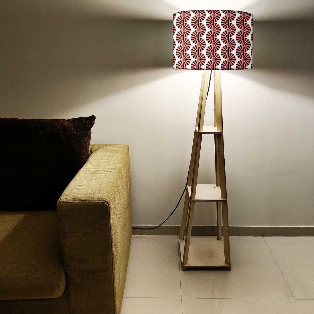 Wooden Corner Lamps with Shelves - Brown Retro Art - Image 5