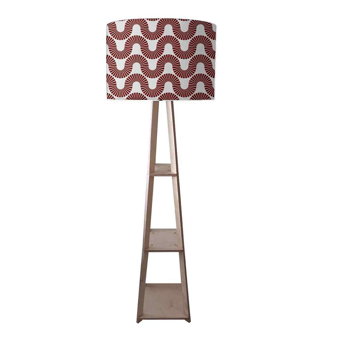 Wooden Floor Lamp - Peach Color Retro Art