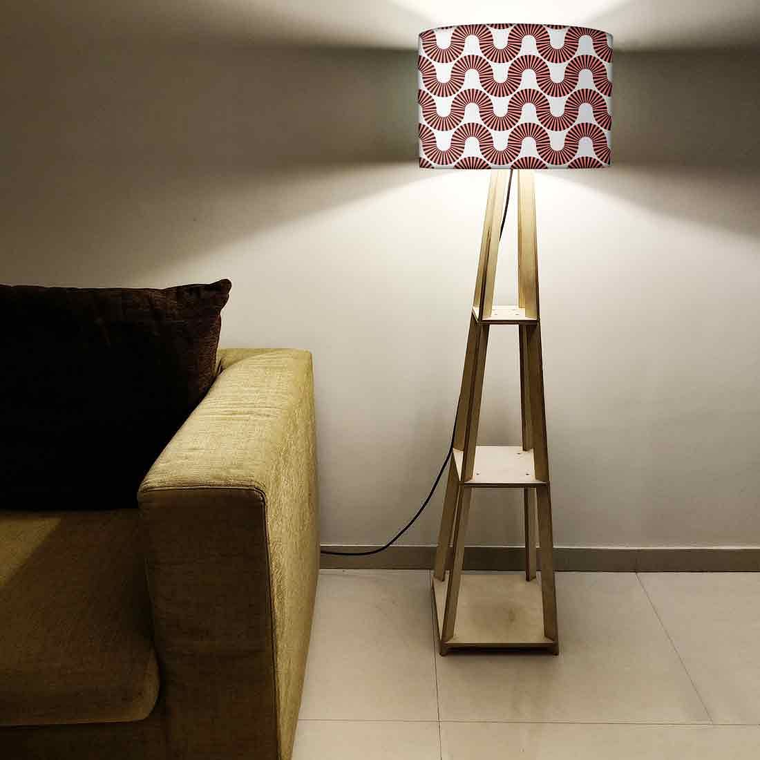 Wooden Floor Lamp - Peach Color Retro Art - Image 5