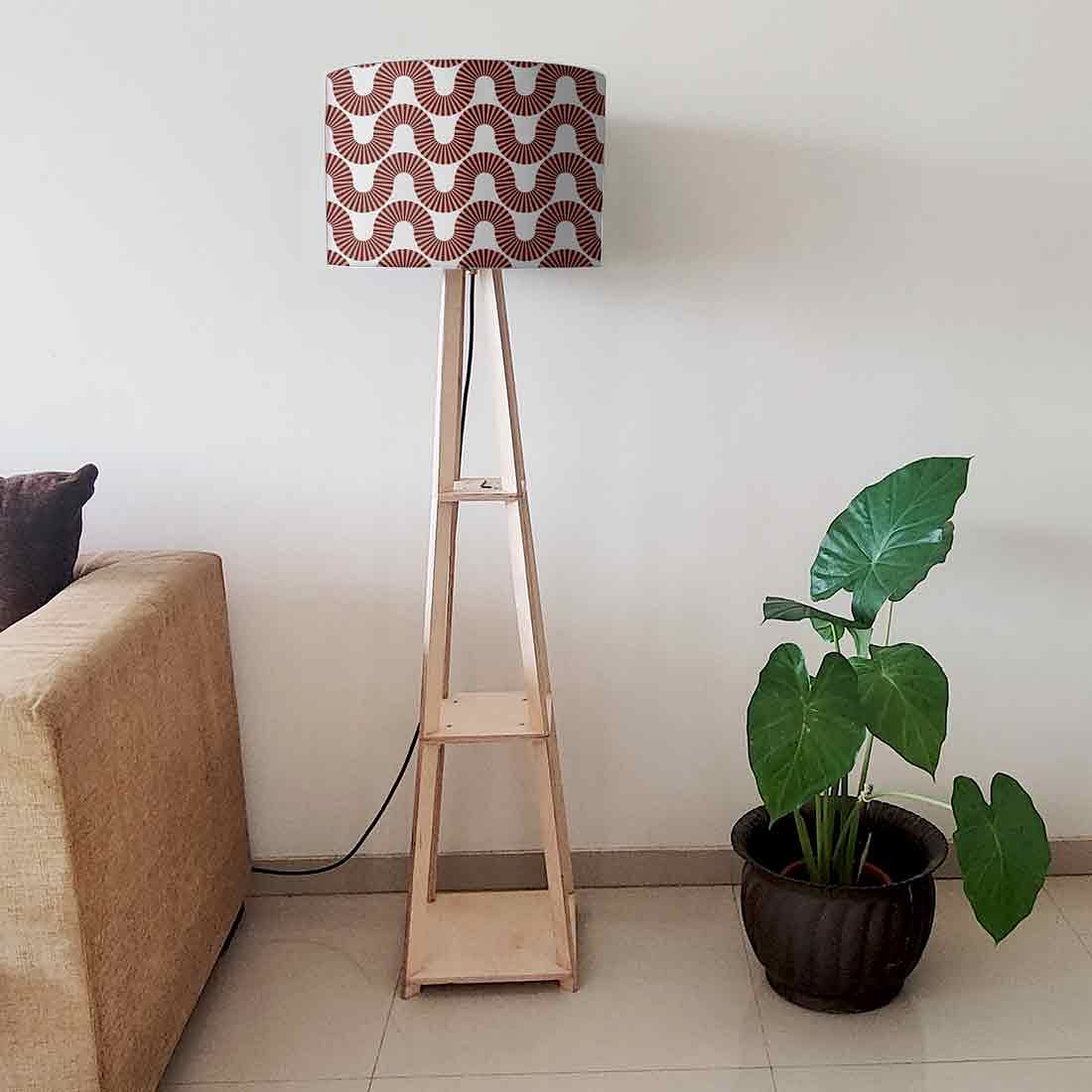 Wooden Floor Lamp - Peach Color Retro Art - Image 6