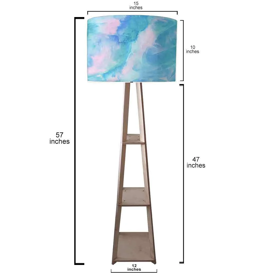 Standing Wooden Tripod Light - Arctic Space Light Blue Watercolor - Image 3