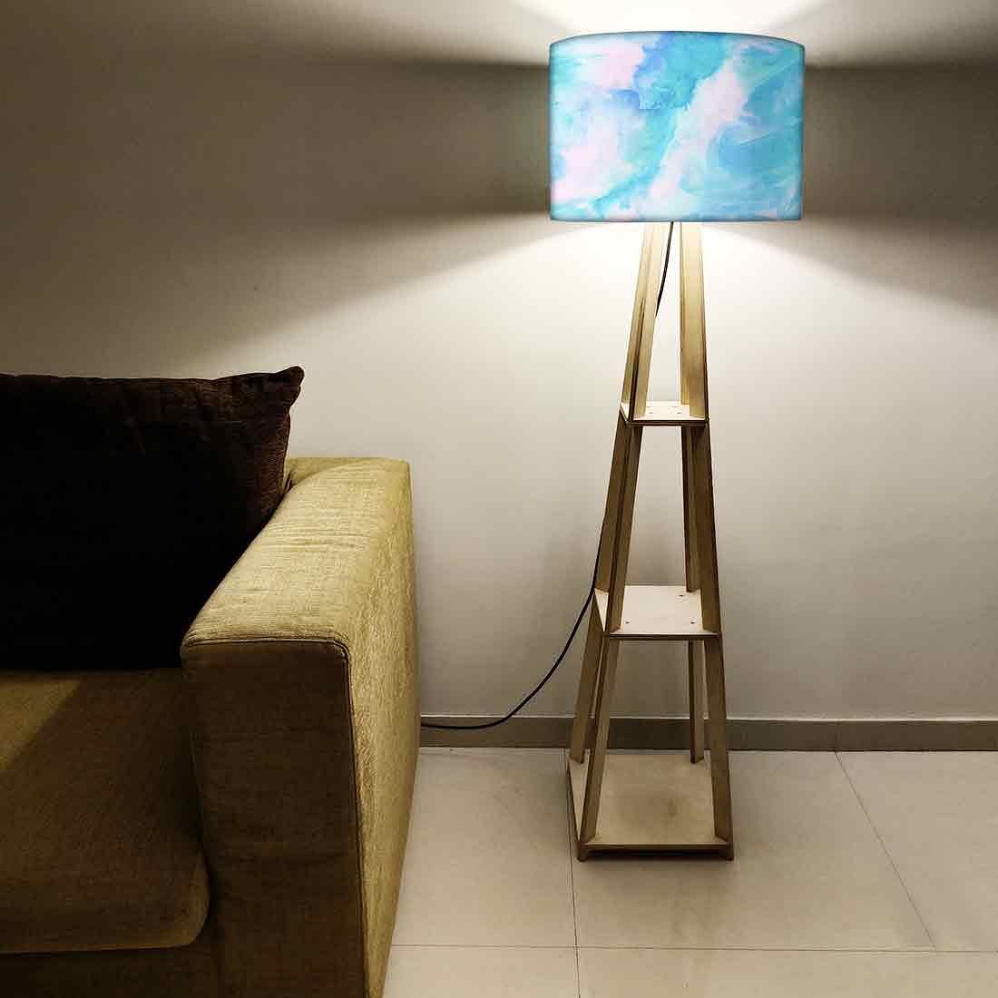 Standing Wooden Tripod Light - Arctic Space Light Blue Watercolor - Image 5