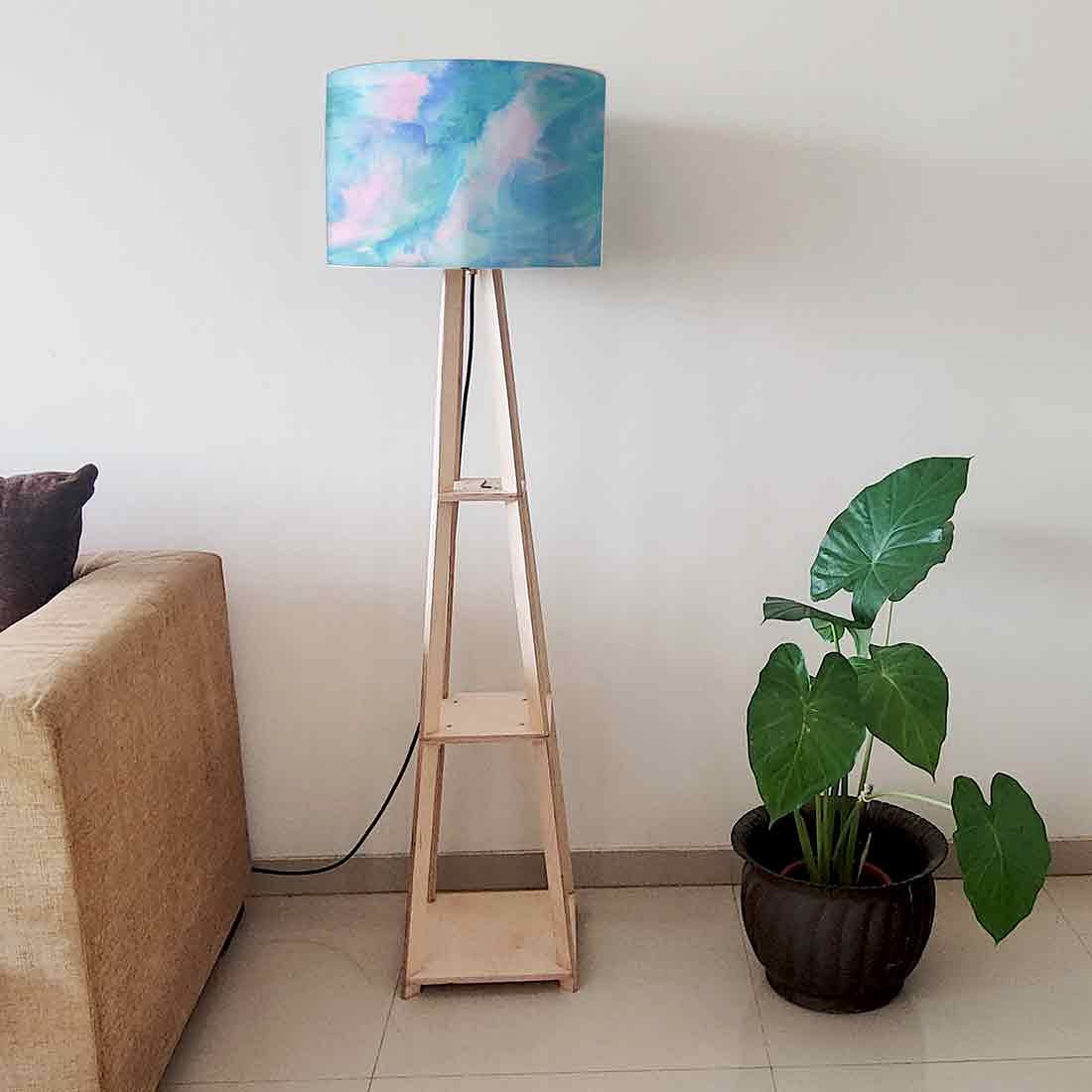Standing Wooden Tripod Light - Arctic Space Light Blue Watercolor - Image 6