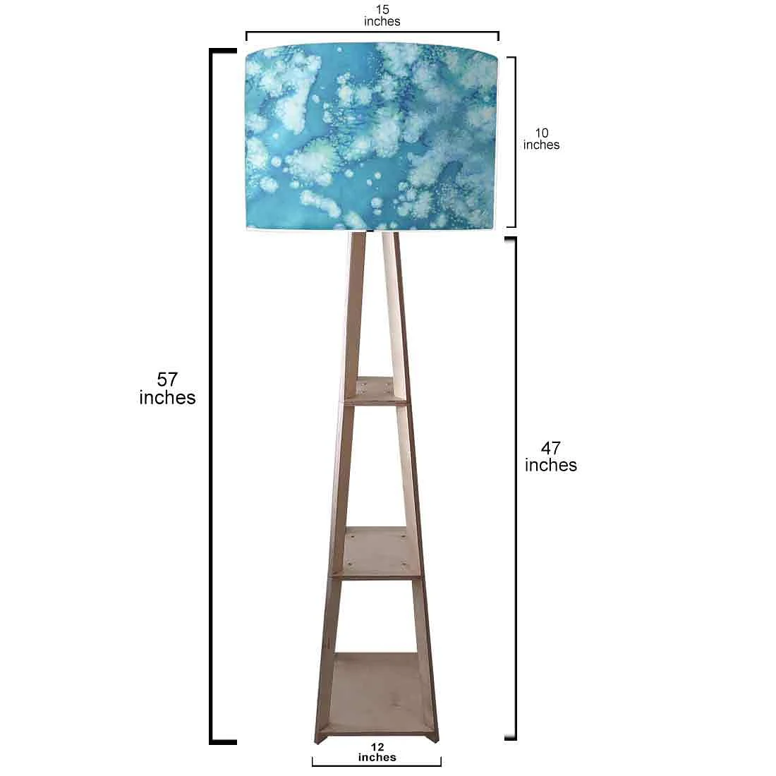 Wooden Tripod Floor Lamp - Arctic Space Dark Blue Green Watercolor - Image 3