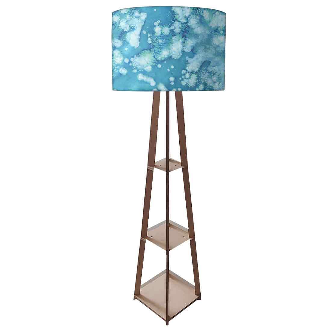 Wooden Tripod Floor Lamp - Arctic Space Dark Blue Green Watercolor - Image 4