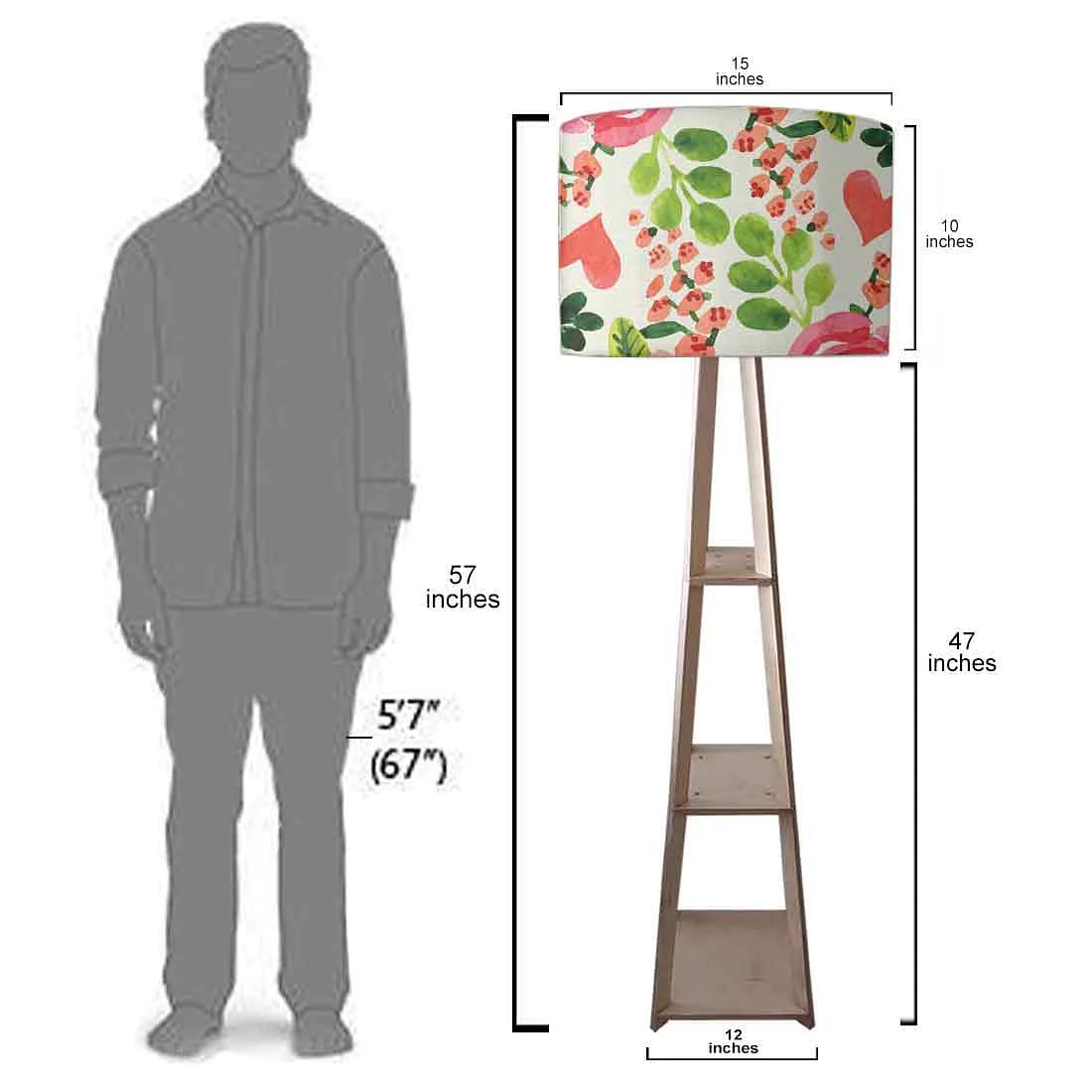 Wooden Tripod Floor Lamp - Arctic Space Dark Blue Green Watercolor - Image 7