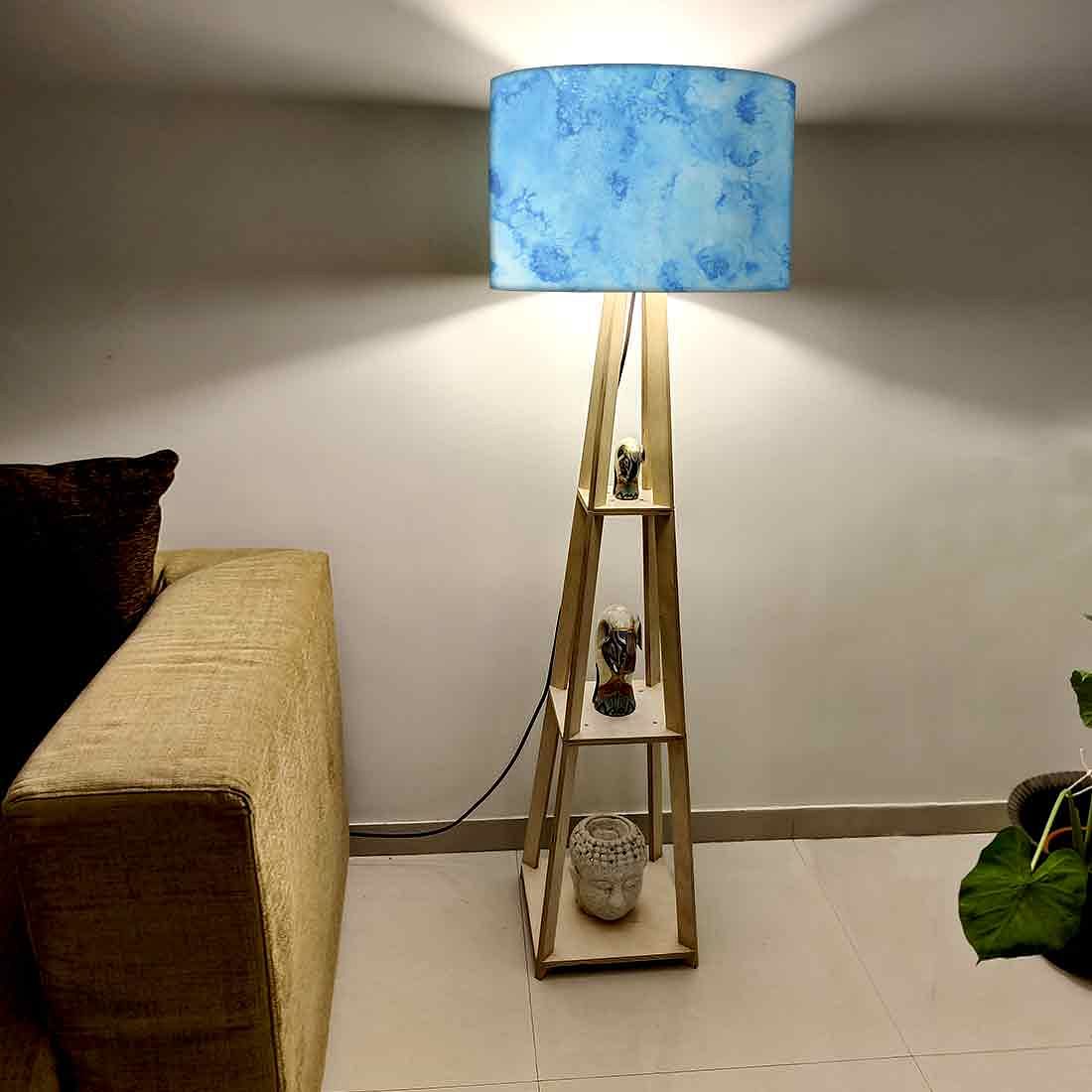 Large Wooden Floor Lamp - Colorful Feathers - Image 2