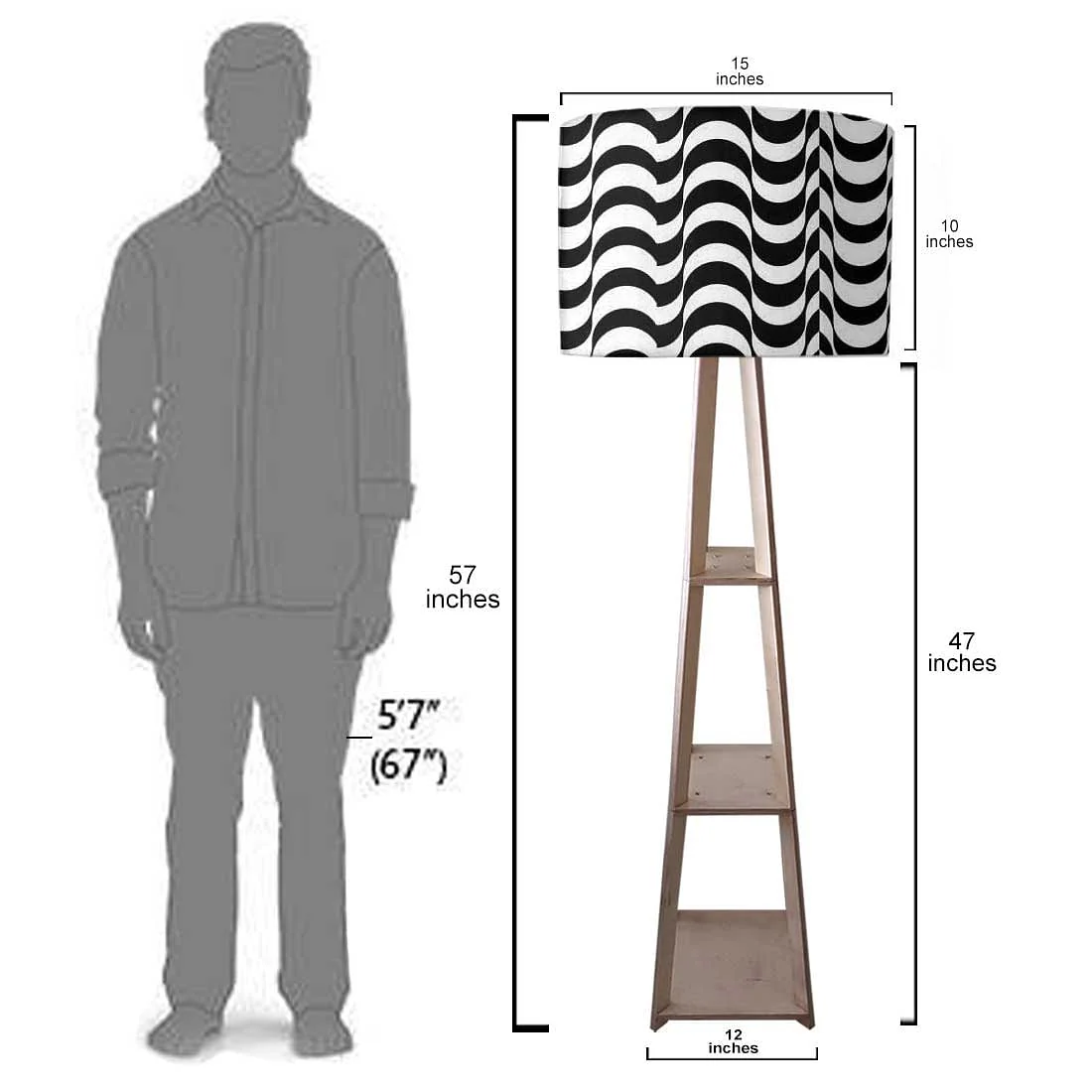 Large Wooden Floor Lamp - Colorful Feathers - Image 7