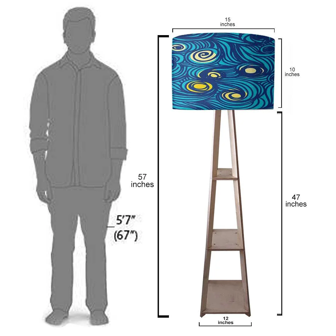 Wooden Shelf Tripod Floor Lamp for Bedroom - Image 7