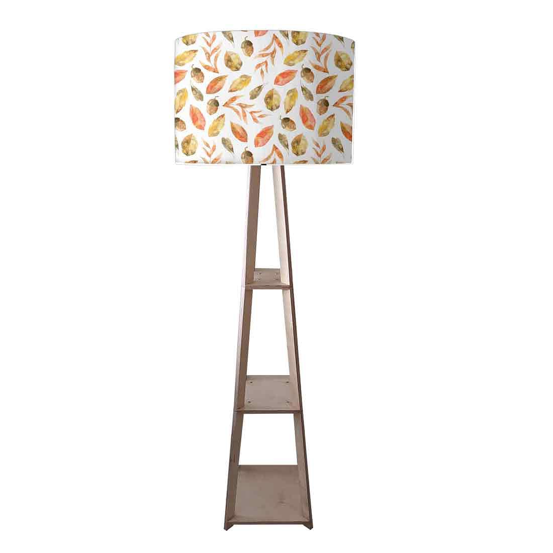 Small Wooden Floor Lamp - Green Leaf