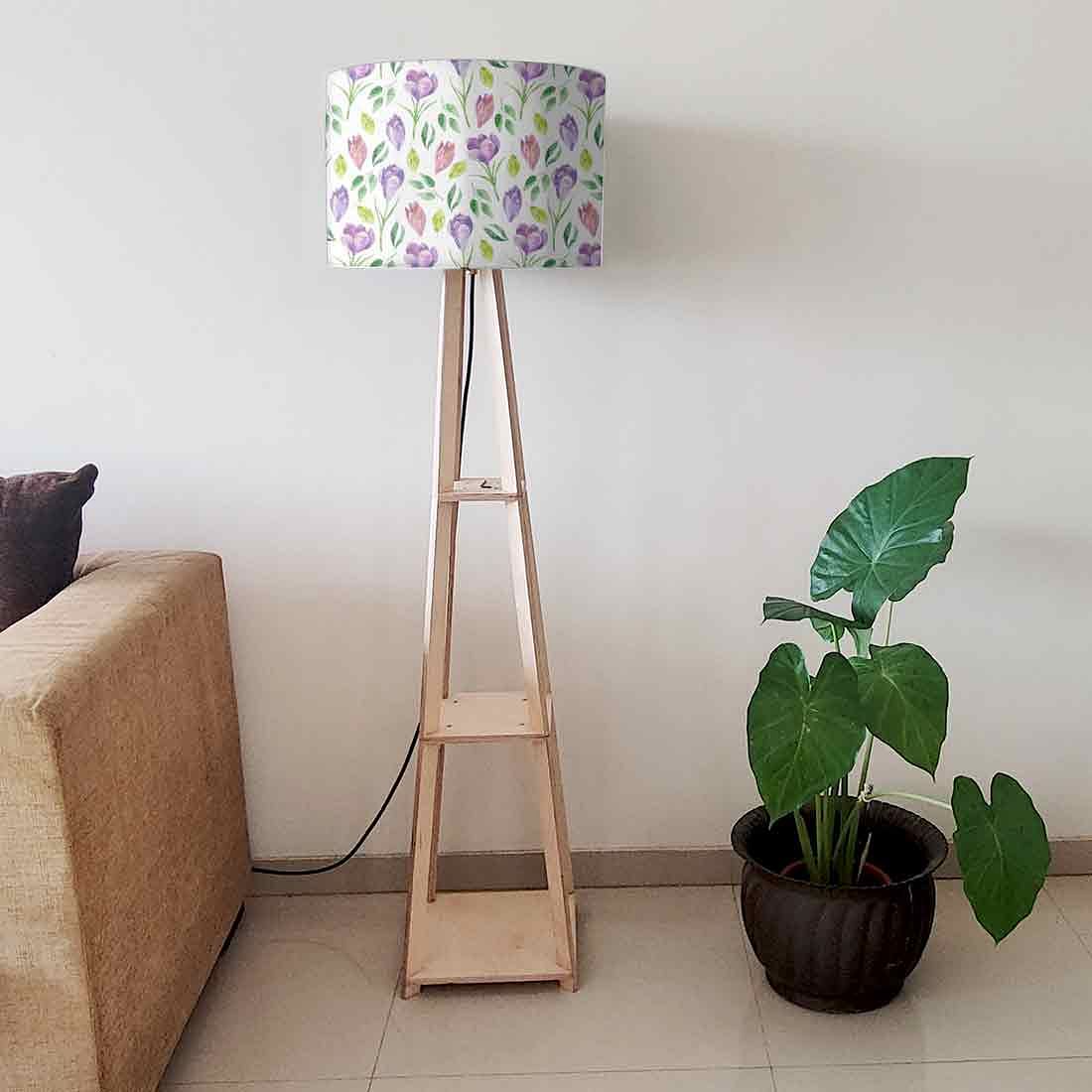 Floor Lamp for Living Room with Shelf - Colorful Leaves - Image 6