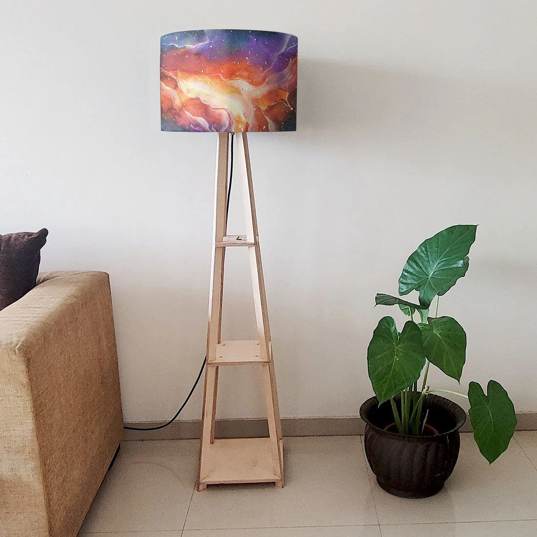 Standing Wooden Tripod Light for Living Room - Space - Image 6