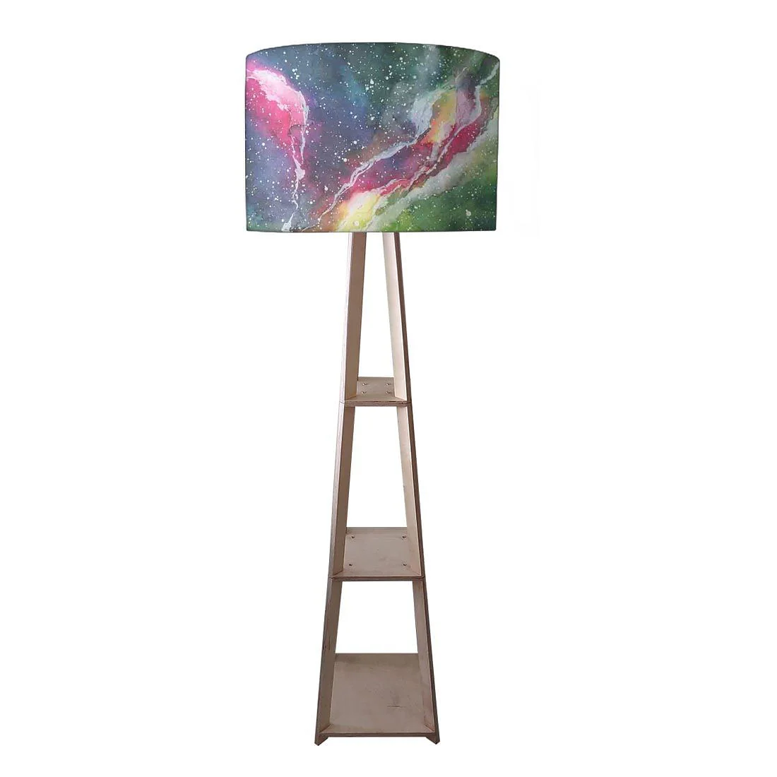 Wooden Tripod Floor Lamp - Space Green Watercolor