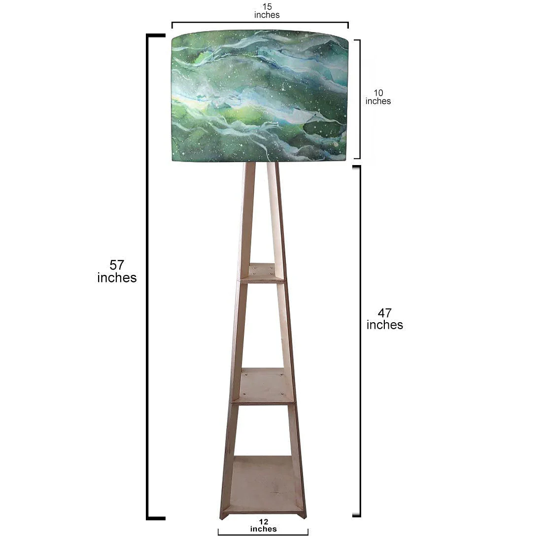 Large Wooden Floor Lamp - Space Dark Blue Watercolor - Image 3