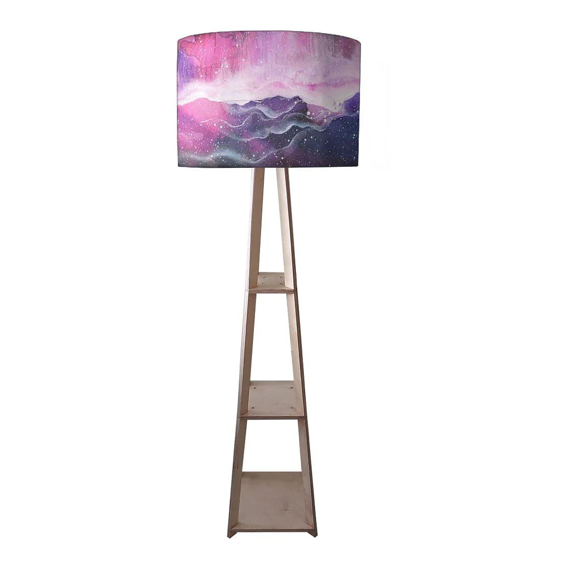 Modern Floor Lamps For Living Room - Pink Multicolor Ink Watercolor