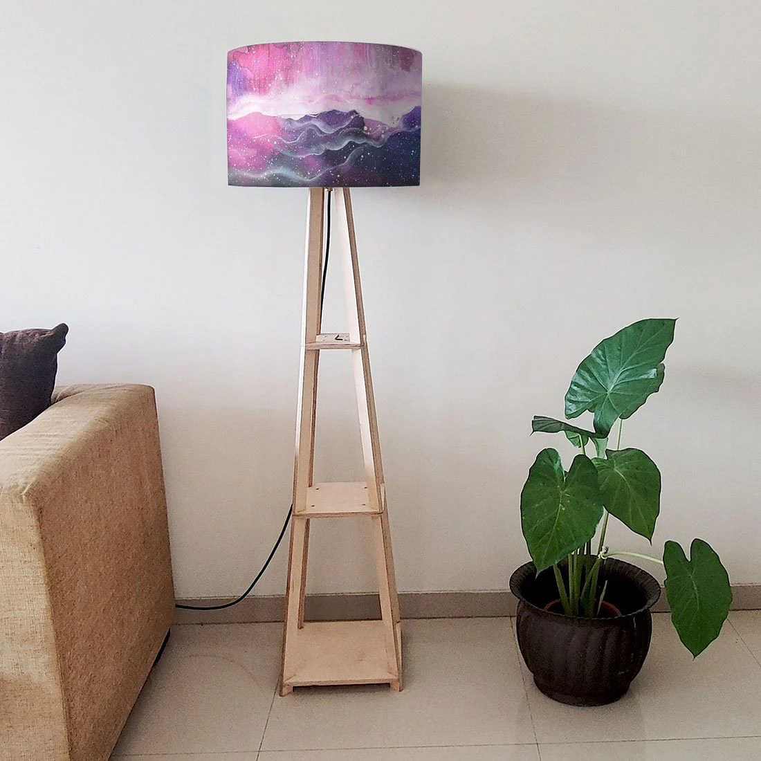 Modern Floor Lamps For Living Room - Pink Multicolor Ink Watercolor - Image 6