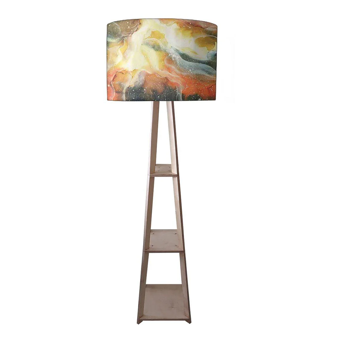 Tall Wooden Standing Lamps - Gray Ink Watercolor