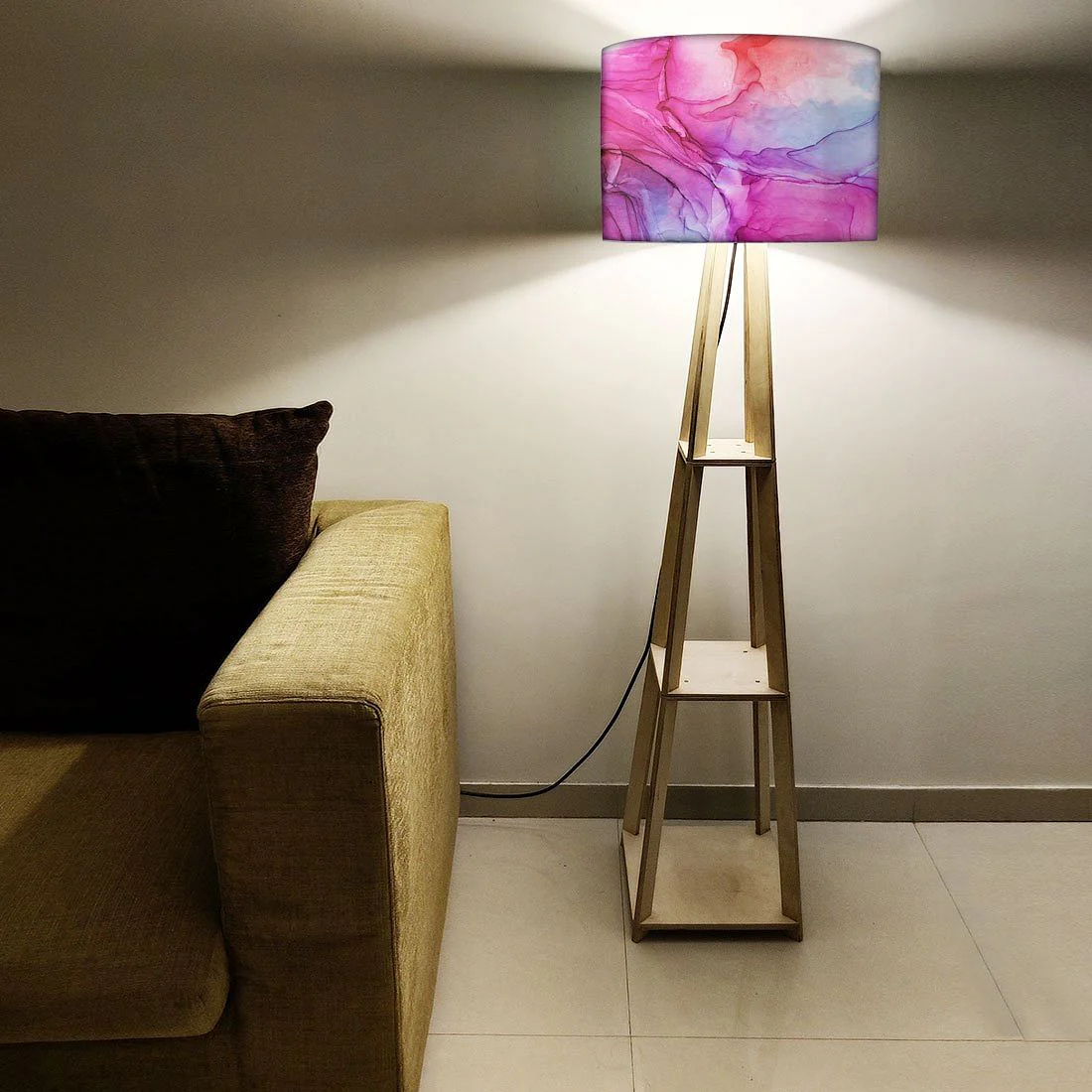Wooden Corner Lamps with Shelves for Bedroom - Watercolor - Image 5