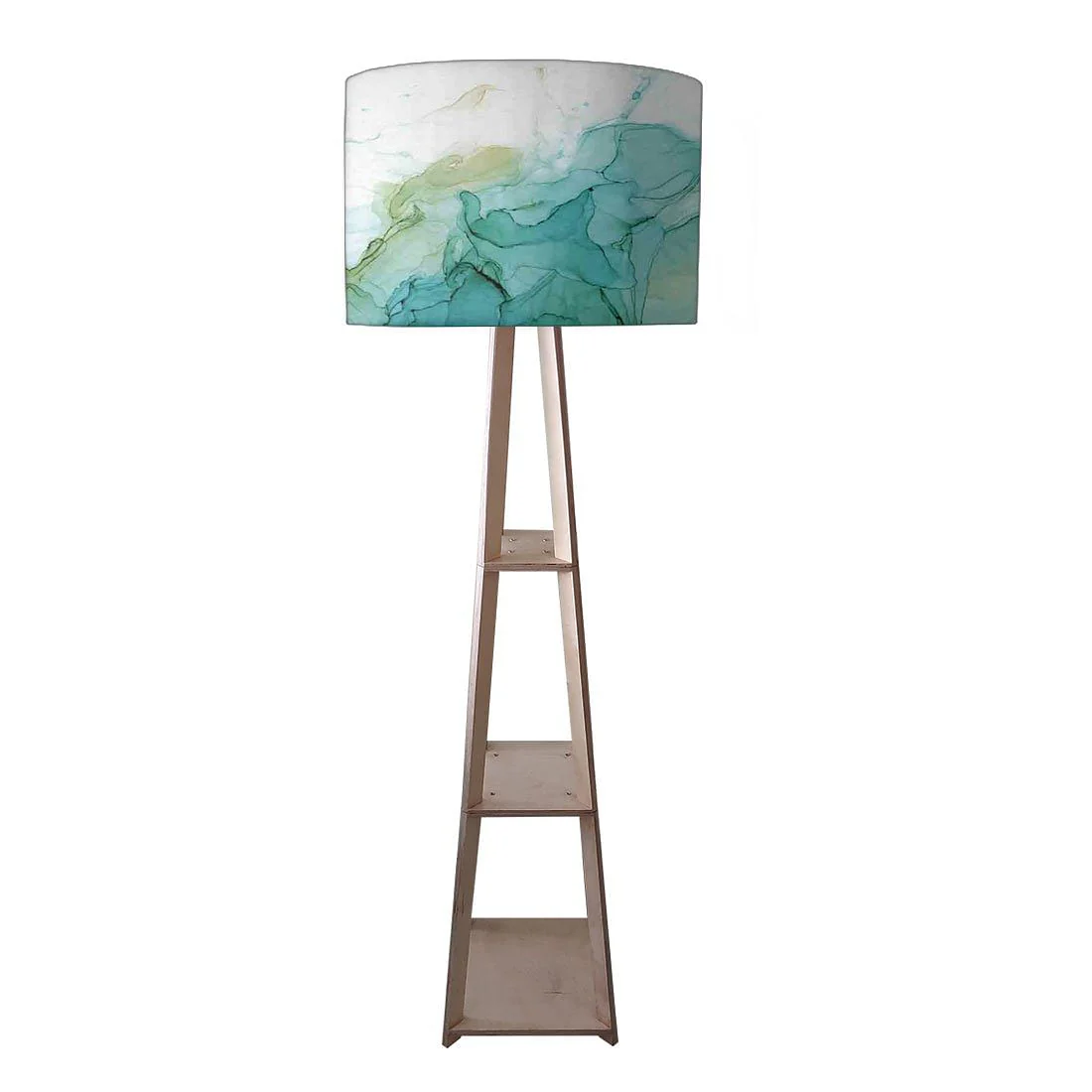 Wooden Floor Lamp - Pink Ink Watercolor