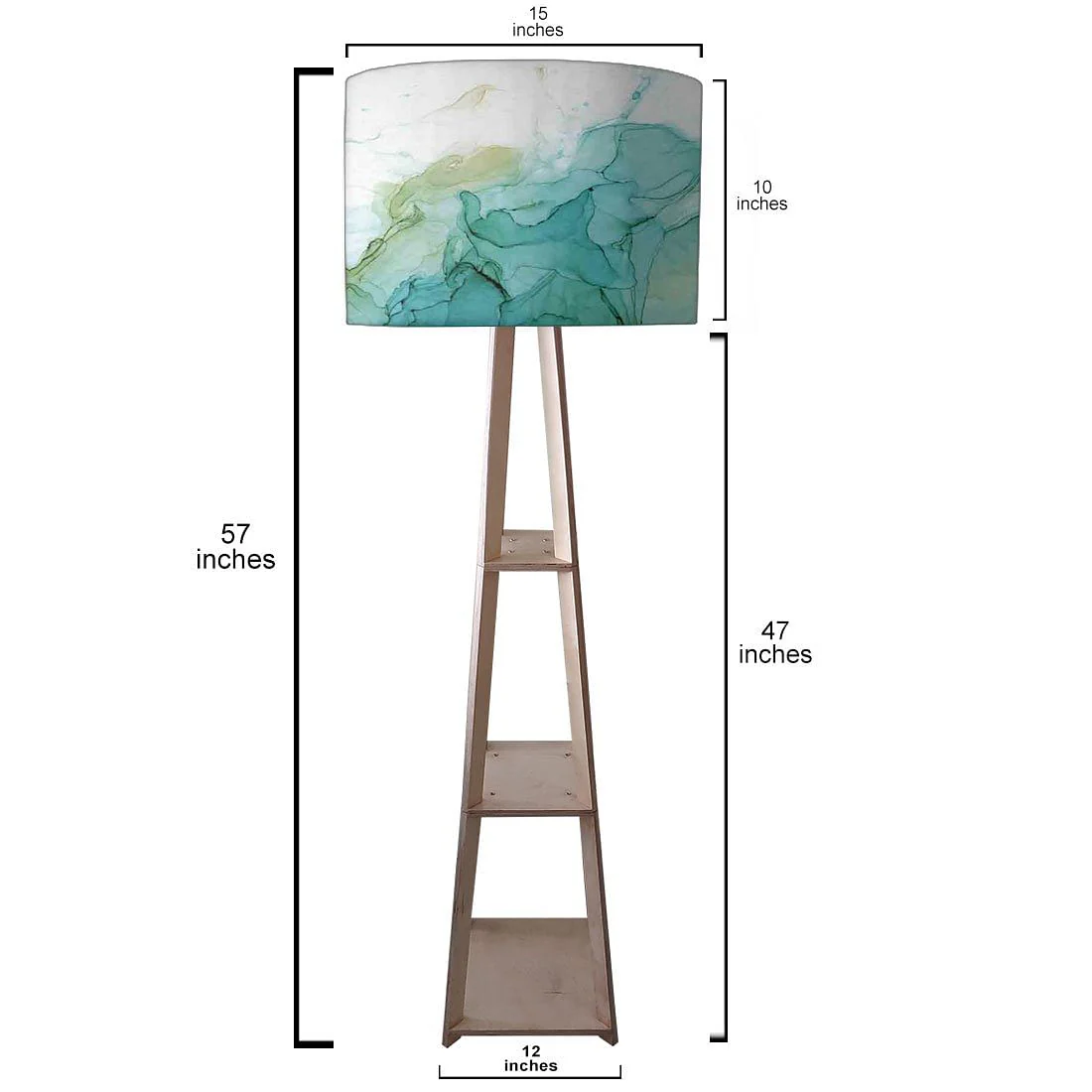 Wooden Floor Lamp - Pink Ink Watercolor - Image 3